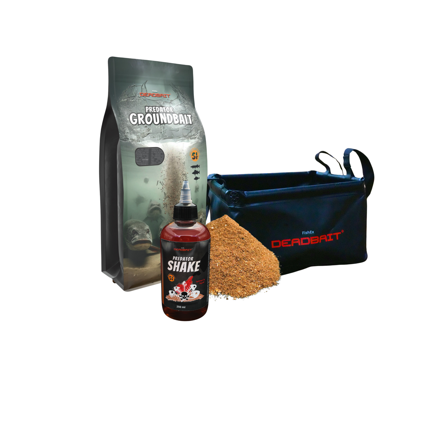 Futter-Deal: GROUNDBAIT (2Kg) + SHAKE + FishEx DEADBAIT® Folding Bucket