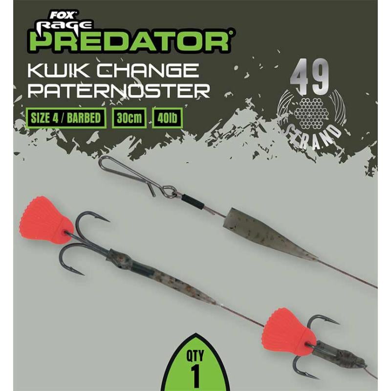 Fox Rage Predator Kwik Change Paternoster Trace 30cm - fertiges Stahlvorfach