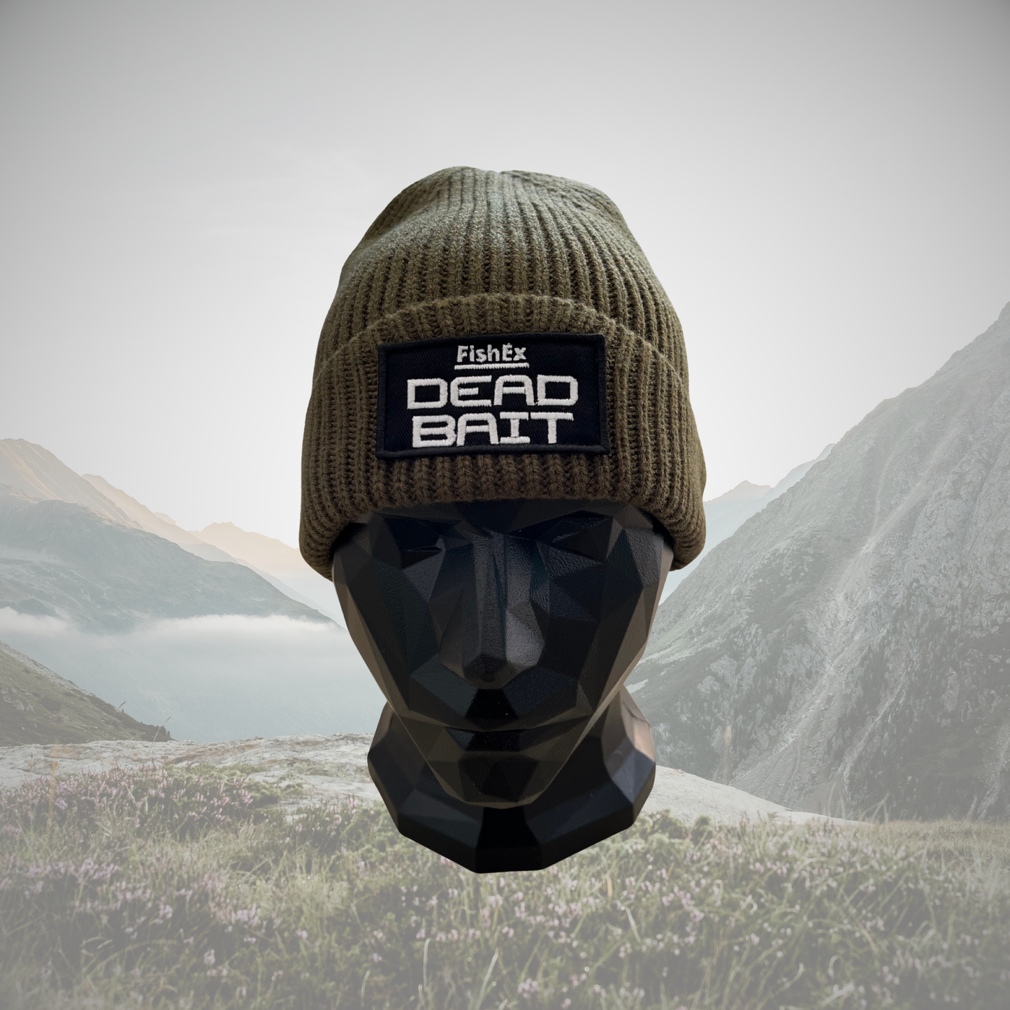 FishEx DEADBAIT® Strickmütze mit Logo-Patch - Farbe: Oliv