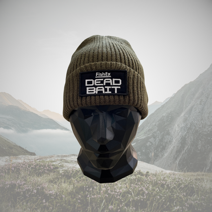 FishEx DEADBAIT® Strickmütze mit Logo-Patch - Farbe: Oliv