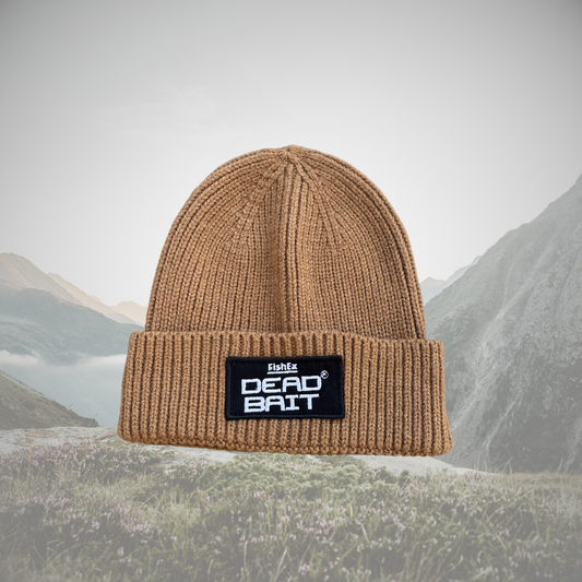 FishEx DEADBAIT® Strickmütze mit Logo-Patch - Farbe: Camel