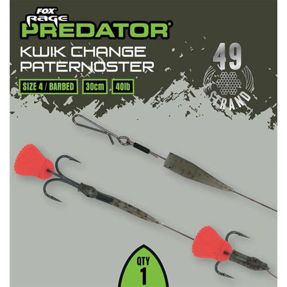 Fox Rage Predator Kwik Change Paternoster Trace 30cm - fertiges Stahlvorfach